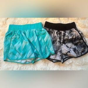 ZELOS Athletic Shorts Aqua and Black Moisture-Wicking Girls Sz Medium (8)